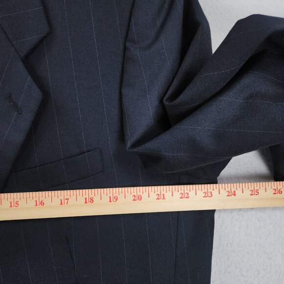 Albert Nipon Jacket Mens 46R Navy Blue Pinstripe Parisian Wool Blazer Suit Coat - Picture 5 of 16